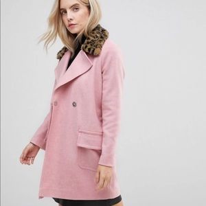 Pink leopard wool coat Asos